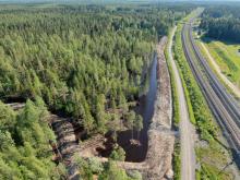 Konttisuon viivytyskosteikko droonilla kuvattuna