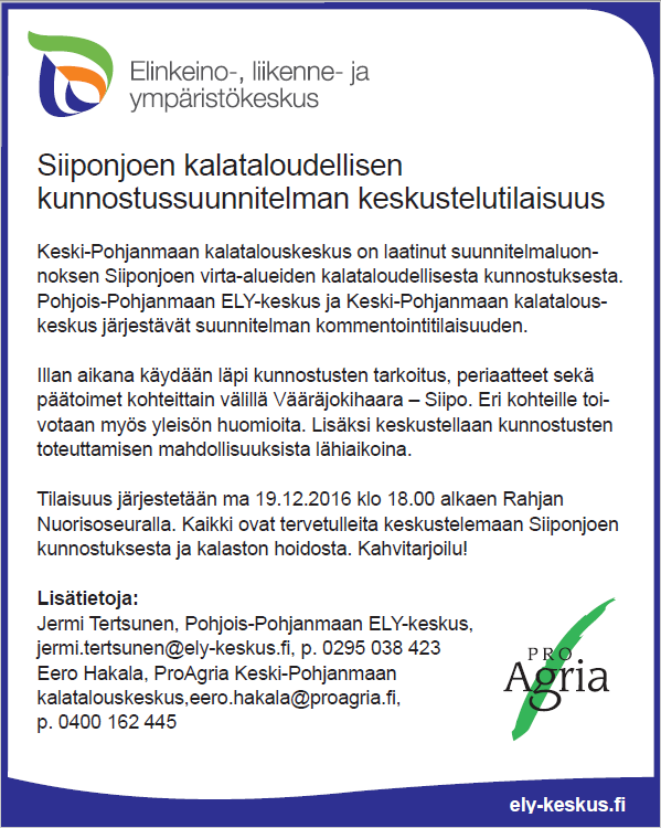 Keskustelutilaisuus Siiponjoesta.