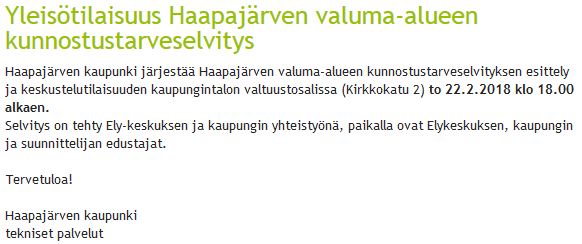 Yleisötilaisuus Haapajärvellä.